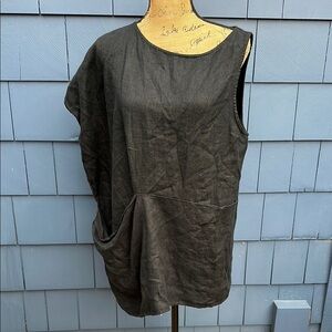 🖤🖤🖤Linen black to tank sleeveless Asymmetrical boxy cute small medium